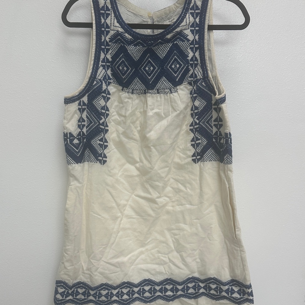 Madewell Navy and Cream Geometric mini dress
